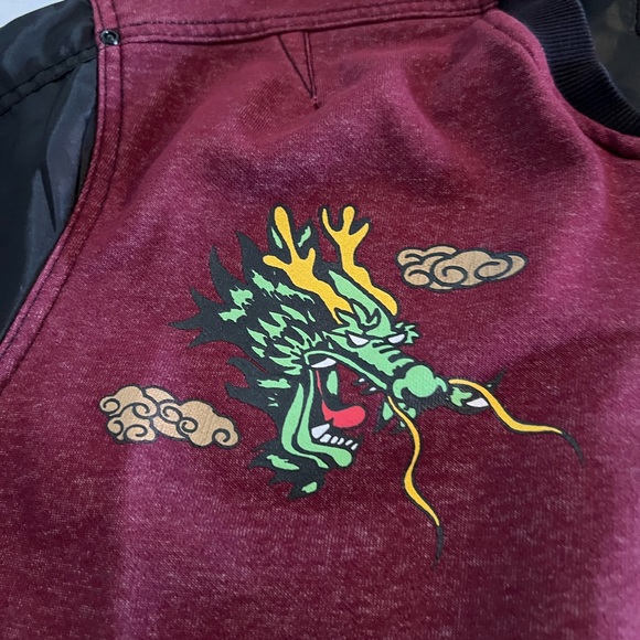 XL RAW YARN INDUSTRIES Red Dragon Asian Unisex Lightweight Jacket Fall Winter - Picture 6 of 10